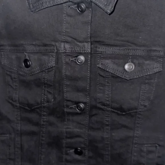 "NEW" Black denim jacket, ladies size med(8-10) by time and true - Picture 5 of 10